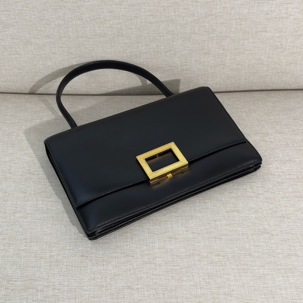 SOLD - HERMÈS Black Box Calf Leather Top Handle Bag GHW - Picture 8 of 17